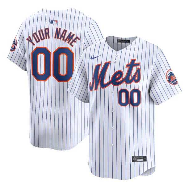Mens New York Mets Active Player Cutsom 2024 White Home Limited Stitched Baseball Jersey->customized mlb jersey->Custom Jersey